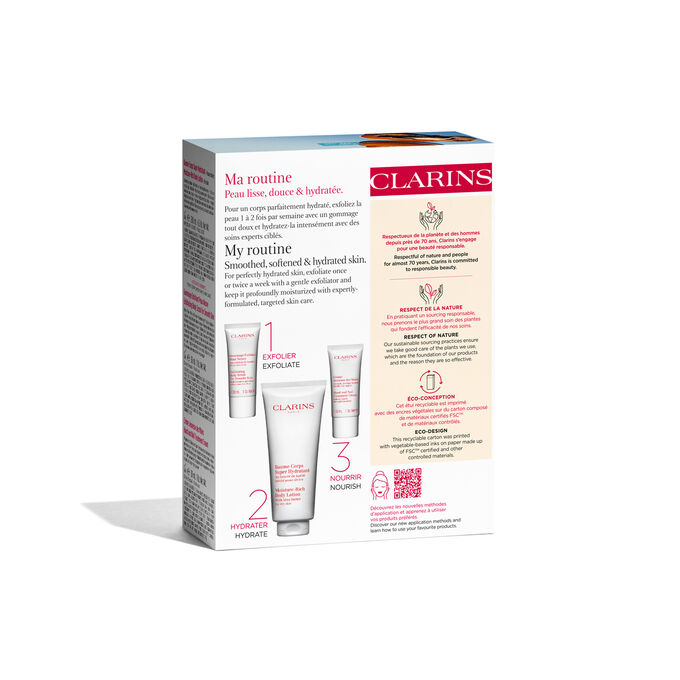 Coffret Baume Corps Super Hydratant, Gommage Exfoliant Peau Neuve et Crème Jeunesse des Mains