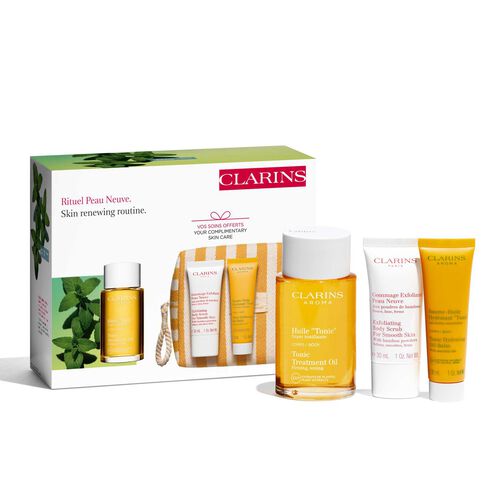 Coffret Huile Tonic, Gommage Exfoliant Peau Neuve, Baume-Huile Tonic