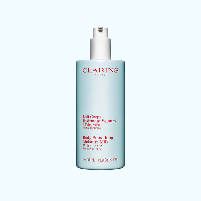 Lait corps hydratant velours Clarins aux ingr&eacute;dients bio pour hydrater, adoucir et prot&eacute;ger visiblement votre peau au quotidien.