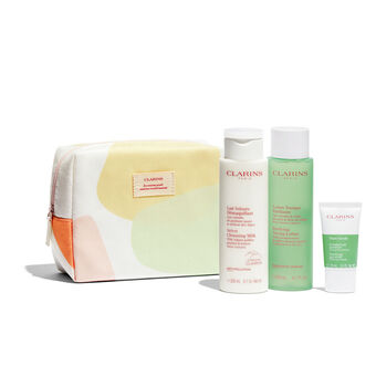 Coffret Démaquillage : Lait Démaquillant Velours, Lotion Tonique Purifiante, Pure Scrub