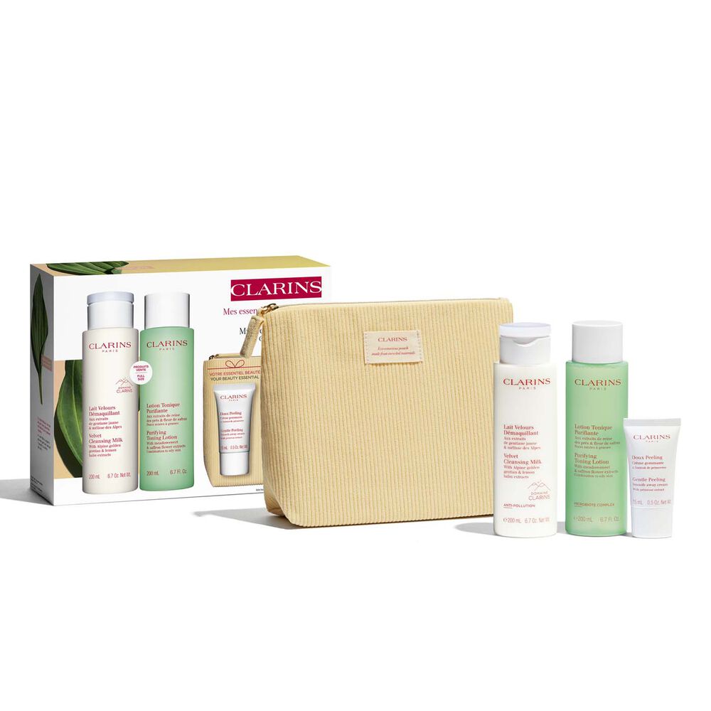 Coffret Lait Velours Démaquillant, Lotion Tonique Purifiante et Doux Peeling