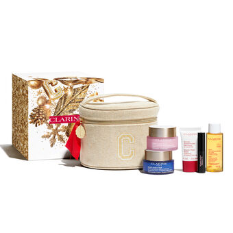 Coffret Multi-Active Jour et Nuit, Baume Beauté Eclair, Huile Très Démaquillante, Mascara 4D