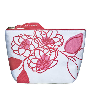 Trousse motif fleurs oranges