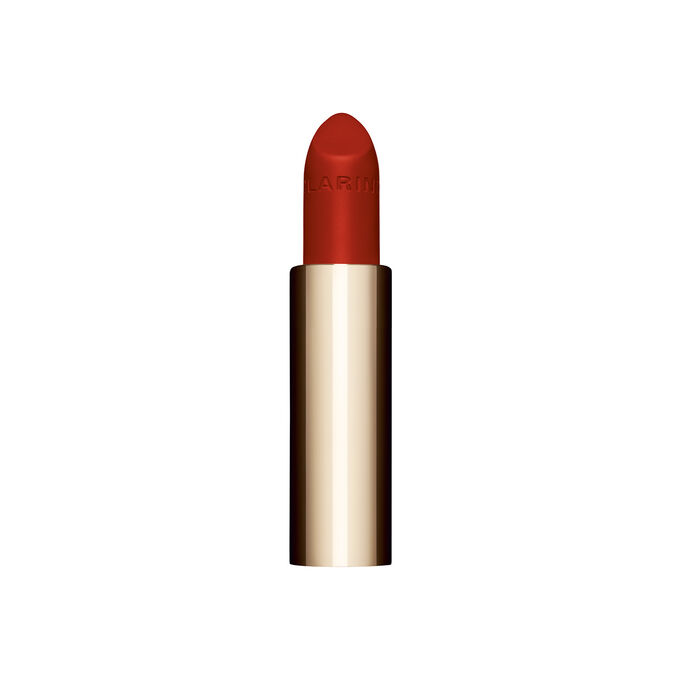 Plan produit du rouge &agrave; l&egrave;vres rechargeable Joli Rouge en teinte rouge orange 782 V de Clarins, soulignant son design durable