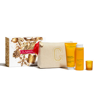 Coffret Rituel Bien-être "Tonic" : Baume-Huile Hydratant, Bain aux plantes, Bougie