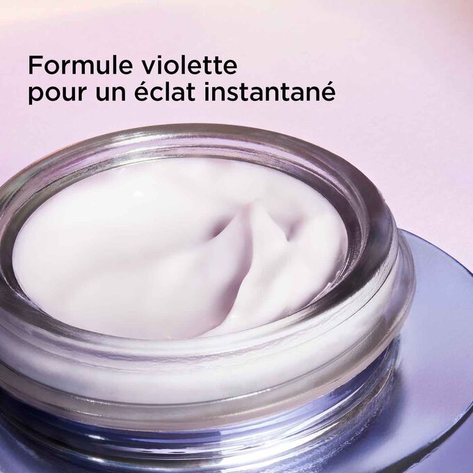 Crème Nutri-Lumière Revive à la formule violette enrichie en huile pour un éclat instantané
