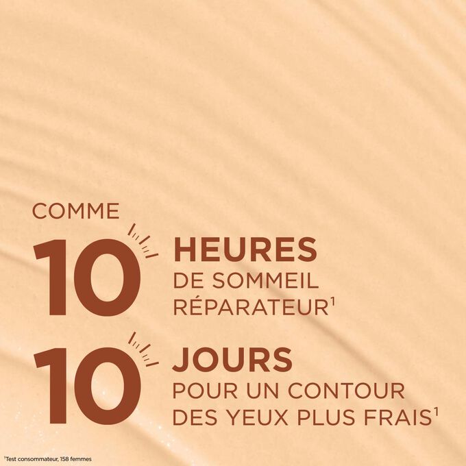Texture du correcteur pour un effet bonne mine pendant 10&nbsp;heures et un contour des yeux plus frais en 10&nbsp;jours pour un regard repos&eacute;