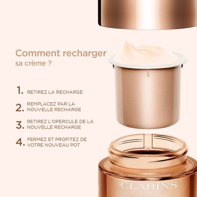 Illustration expliquant comment recycler votre soin Extra-Firming Jour avec les différentes étapes à suivre