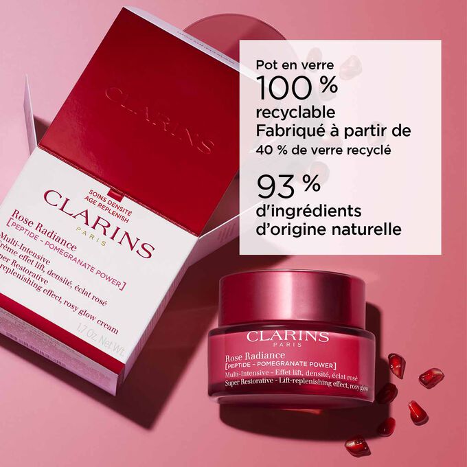 Crème Rose Lumière Multi-Intensive avec pot en verre 100 % recyclable et 93 % d’ingrédients d'origine naturelle