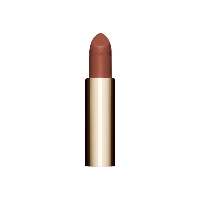 Plan produit du rouge &agrave; l&egrave;vres rechargeable Joli Rouge en teinte marron 784 V de Clarins, soulignant son design durable