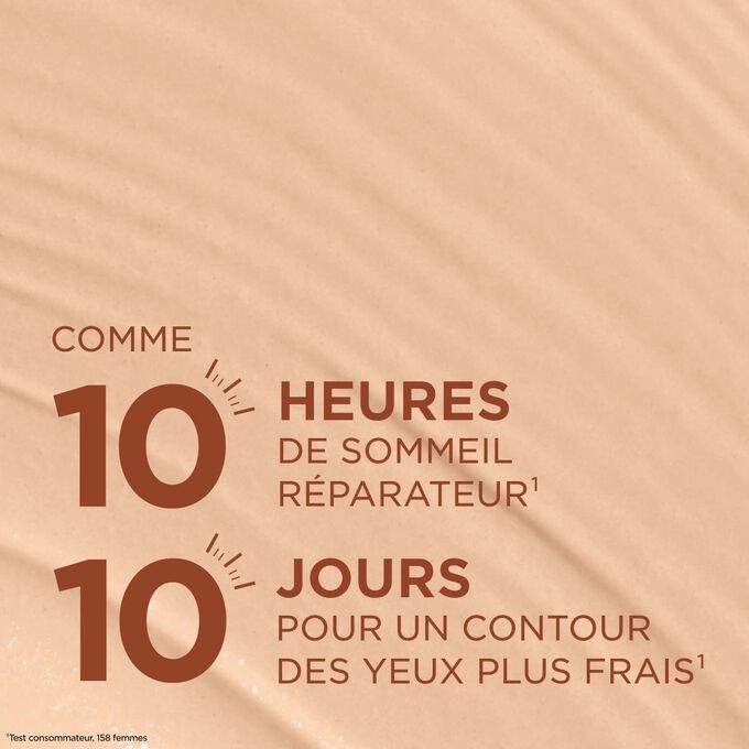 Texture du correcteur pour un effet bonne mine pendant 10&nbsp;heures et un contour des yeux plus frais en 10&nbsp;jours pour un regard repos&eacute;