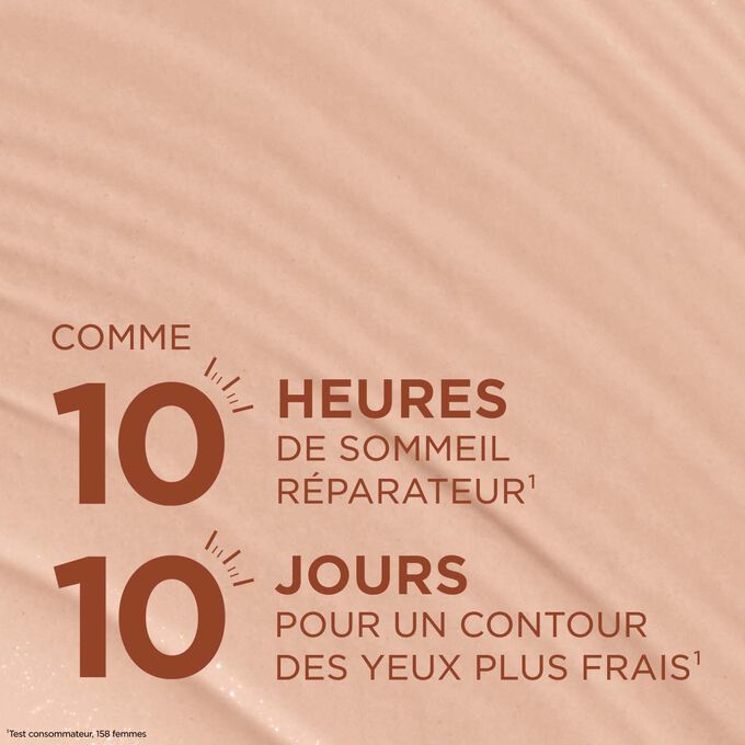 Texture du correcteur pour un effet bonne mine pendant 10&nbsp;heures et un contour des yeux plus frais en 10&nbsp;jours pour un regard repos&eacute;