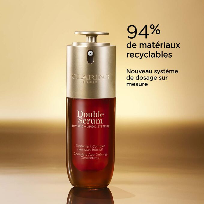 Plan produit du Double Serum pour décrire ses matériaux recyclables.