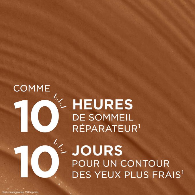 Texture du correcteur pour un effet bonne mine pendant 10&nbsp;heures et un contour des yeux plus frais en 10&nbsp;jours pour un regard repos&eacute;