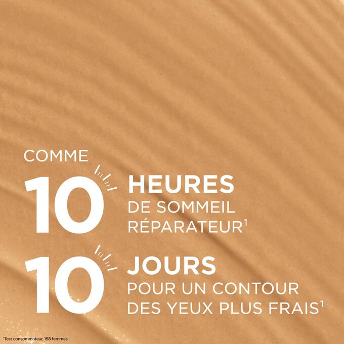 Texture du correcteur pour un effet bonne mine pendant 10&nbsp;heures et un contour des yeux plus frais en 10&nbsp;jours pour un regard repos&eacute;