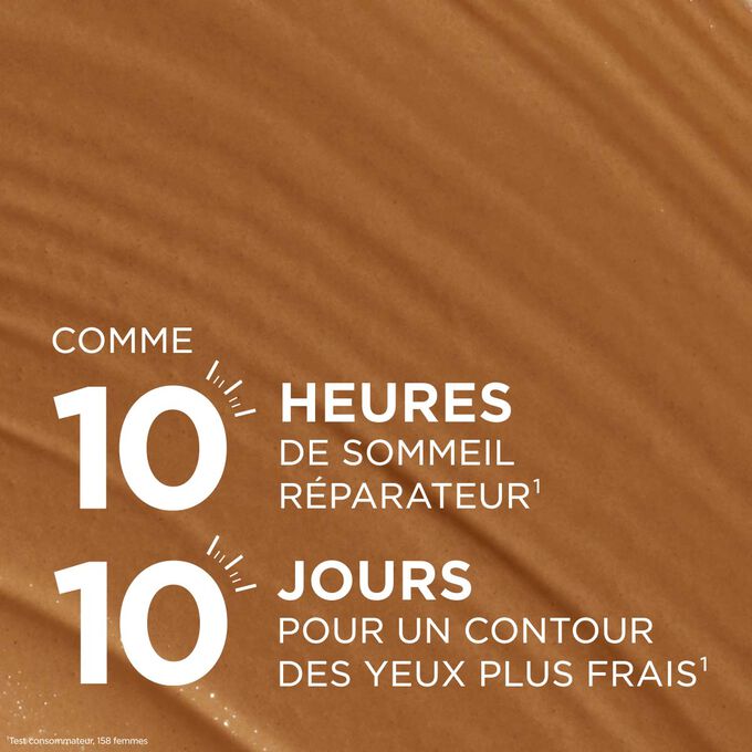 Texture du correcteur pour un effet bonne mine pendant 10&nbsp;heures et un contour des yeux plus frais en 10&nbsp;jours pour un regard repos&eacute;