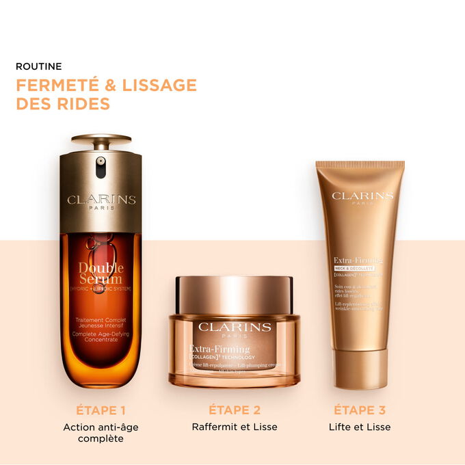 Routine anti-&acirc;ge jour et nuit pour le visage, le cou et le d&eacute;collet&eacute;&nbsp;: s&eacute;rum et cr&egrave;me anti-rides pour une fermet&eacute; visible.