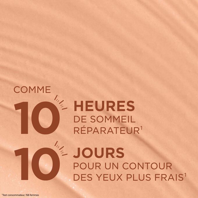 Texture du correcteur pour un effet bonne mine pendant 10&nbsp;heures et un contour des yeux plus frais en 10&nbsp;jours pour un regard repos&eacute;