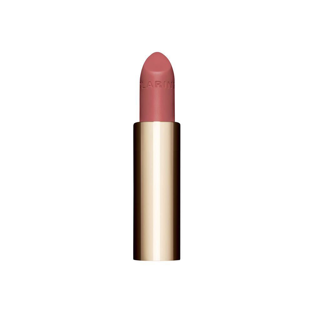 Plan produit du rouge à lèvres rechargeable Joli Rouge en teinte vieux rose 759 V de Clarins, soulignant son design durable