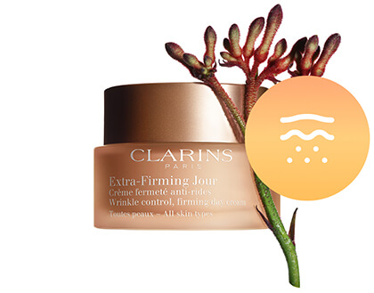 Extra-Firming Day Cream packshot with main ingredient Kangaroo Flower right next to it